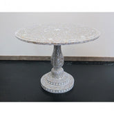Maaya Bone Inlay Round Coffee Table Grey White Floral